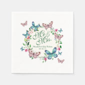 Gepersonaliseerde vlinderkrans bruiloft | Servet (Voorkant)