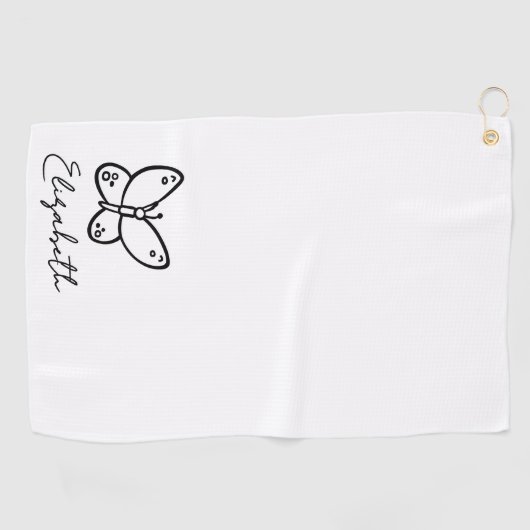 Gepersonaliseerde Vlindernaam Monogrammed Golfhanddoek (Horizontaal)