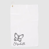 Gepersonaliseerde Vlindernaam Monogrammed Golfhanddoek (Voorkant)