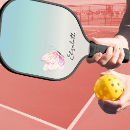 Gepersonaliseerde Vlindernaam Monogrammed Pickleball Paddle