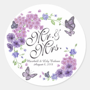 Gepersonaliseerde vlinders Floral bruiloft Sticker