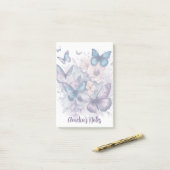 Gepersonaliseerde vlinders Paarse naam meisje Post-it® Notes (Op bureau)