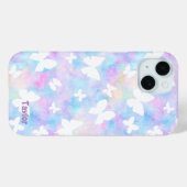 Gepersonaliseerde Vlinders Roze, Blauw en Wit Case-Mate iPhone Case (Achterkant (horizontaal))