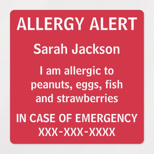 Gepersonaliseerde voedselallergie Alert Kinder kin Labels (Design 2)