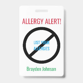 Gepersonaliseerde voedselallergie alert kinderen m badge
