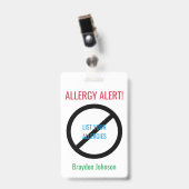 Gepersonaliseerde voedselallergie alert kinderen m badge (Voorzijde met clip)