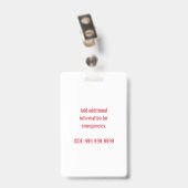 Gepersonaliseerde voedselallergiealarm medische wa badge (Achterkant met clip)