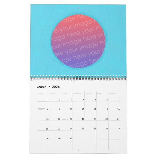 Gepersonaliseerde Voeg uw eigen foto's DIY kalende Kalender (Mar 2026)