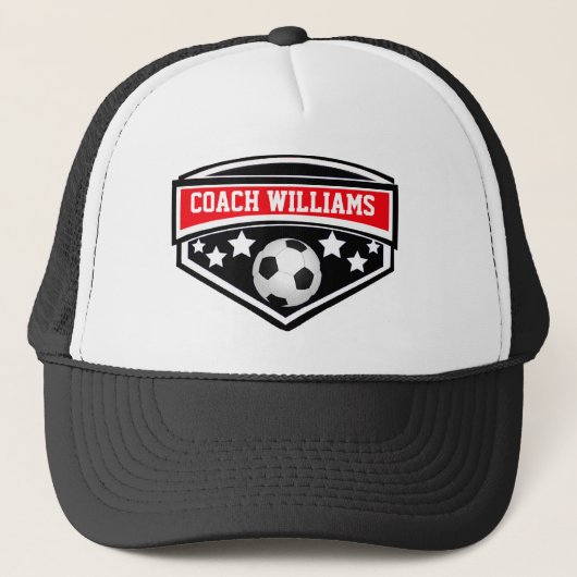 Gepersonaliseerde Voetbal coach Star Embleem Trucker Pet (Voorkant)