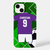 Gepersonaliseerde Voetbal Jersey Paarse en Wit Case-Mate iPhone Case (Achterkant)