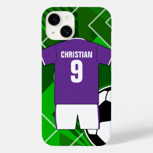 Gepersonaliseerde Voetbal Jersey Paarse en Wit Case-Mate iPhone 14 Hoesje