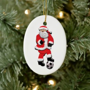 Gepersonaliseerde Voetbal Kerstmis Keramisch Ornament
