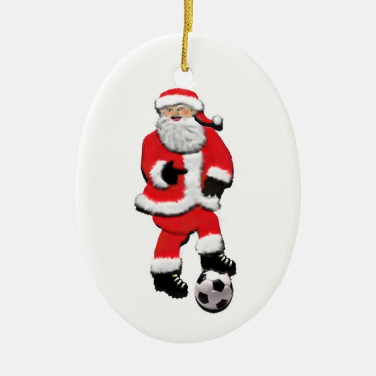 Gepersonaliseerde Voetbal Kerstmis Keramisch Ornament (Voorkant)