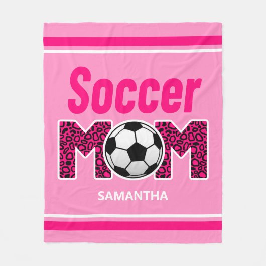 Gepersonaliseerde Voetbal Mama Custom Name Fleece Deken (Voorkant)