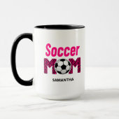 Gepersonaliseerde Voetbal Mama Custom Name Mok (Links)