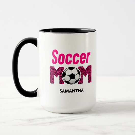 Gepersonaliseerde Voetbal Mama Custom Name Mok (Links)