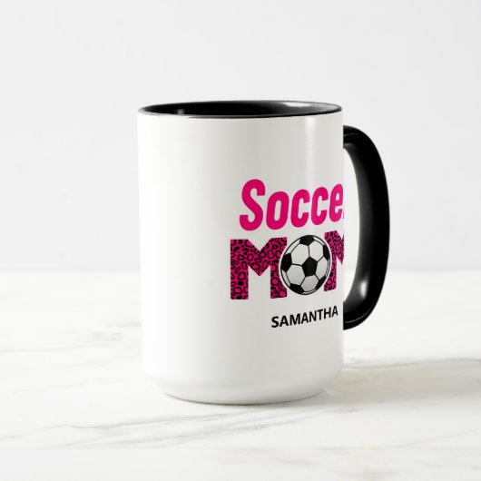 Gepersonaliseerde Voetbal Mama Custom Name Mok (Voorkant rechts)