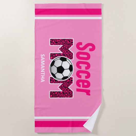 Gepersonaliseerde Voetbal Mama Custom Name Strandlaken (Voorkant)