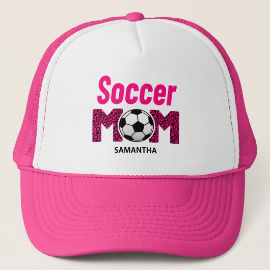 Gepersonaliseerde Voetbal Mama Custom Name Trucker Pet (Voorkant)