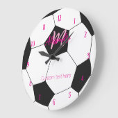 Gepersonaliseerde Voetbal Pink Girl Grote Klok (Hoek)