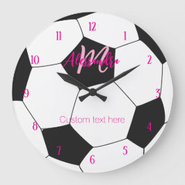 Gepersonaliseerde Voetbal Pink Girl Grote Klok