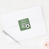 Gepersonaliseerde Voetbal Schoolnaam Vierkante Sticker (Envelop)
