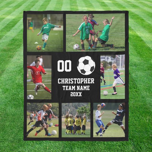 Gepersonaliseerde Voetbal Team Fotocollage Fleece Deken