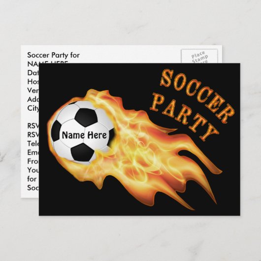 Gepersonaliseerde Voetbal Uitnodigingen, JOUW TEKS Uitnodiging Briefkaart (Voorkant / Achterkant)