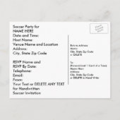 Gepersonaliseerde Voetbal Uitnodigingen, JOUW TEKS Uitnodiging Briefkaart (Achterkant)