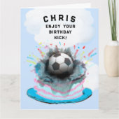 Gepersonaliseerde Voetbal Verjaardag Kaart (Voorkant)