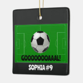 Gepersonaliseerde Voetbal / Voetbal DOEL! Naam Tea Keramisch Ornament (Links)