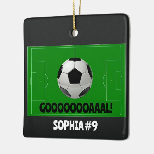 Gepersonaliseerde Voetbal / Voetbal DOEL! Naam Tea Keramisch Ornament (Links)