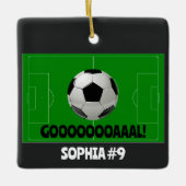 Gepersonaliseerde Voetbal / Voetbal DOEL! Naam Tea Keramisch Ornament (Voorkant)