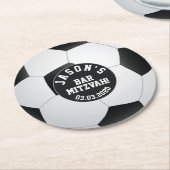 Gepersonaliseerde Voetbalbar Mitzvah Zwart Wit Ronde Kartonnen Onderzetter (Gebogen)