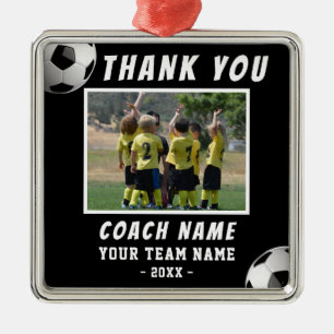 Gepersonaliseerde Voetbalcoach Teamfoto Bedankt Metalen Ornament