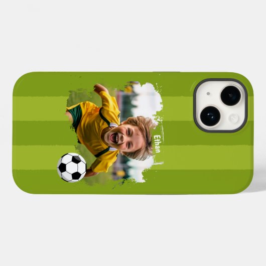 Gepersonaliseerde voetbalfoto - aangepaste naam & Case-Mate iPhone case (Achterkant (horizontaal))