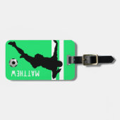 Gepersonaliseerde Voetbalgek | Voetballer Groen Re Bagagelabel (Voorkant horizontaal)