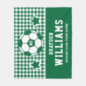 Gepersonaliseerde Voetbalspeler Naam Groen Plaid Fleece Deken (Voorkant)