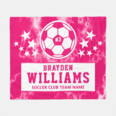 Gepersonaliseerde Voetbalspeler Naam Roze Tie Dye Fleece Deken (Voorkant (Horizontaal))