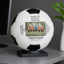 Gepersonaliseerde voetbalteamcoach met fototekst