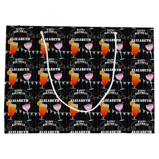 Gepersonaliseerde vogeldag-alkbordcockpitcocktails groot cadeauzakje (Achterkant)
