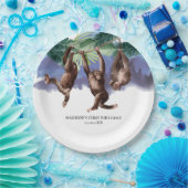 Gepersonaliseerde vogeldag Woodland Forest Monkey Papieren Bordje (Feest)