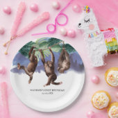 Gepersonaliseerde vogeldag Woodland Forest Monkey Papieren Bordje (Feest)