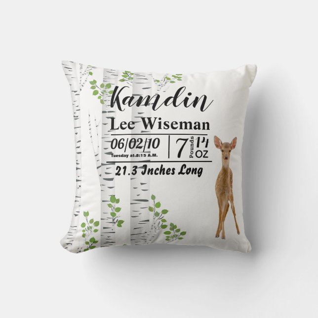 Gepersonaliseerde vogelpest Pillow Deer Woodland B Kussen (Voorkant)