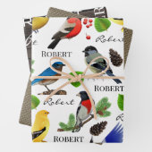 Gepersonaliseerde vogels, hout en schoot inpakpapier vel (In situ)