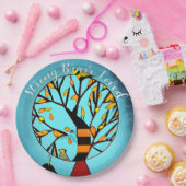 Gepersonaliseerde vogels in boomborstkanker papieren bordje (Feest)