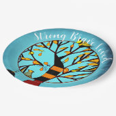 Gepersonaliseerde vogels in boomborstkanker papieren bordje (Gekanteld)