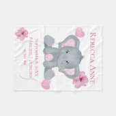 Gepersonaliseerde vogelstand Baby olifant roze gri Fleece Deken (Voorkant (Horizontaal))