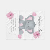 Gepersonaliseerde vogelstand Baby olifant roze gri Fleece Deken (Voorkant (Horizontaal))