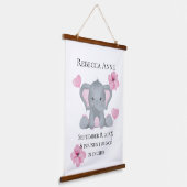 Gepersonaliseerde vogelstand Baby olifant roze gri Hangend Wandkleed (Gebogen)
